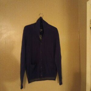 New Dark blue Cashmere button up sweater medium